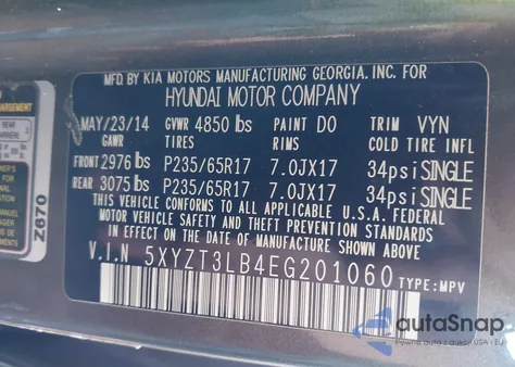 2014 Hyundai Santa Fe Sport 2.4L z USA, uszkodzony, nr VIN 5XYZT3LB4EG201060